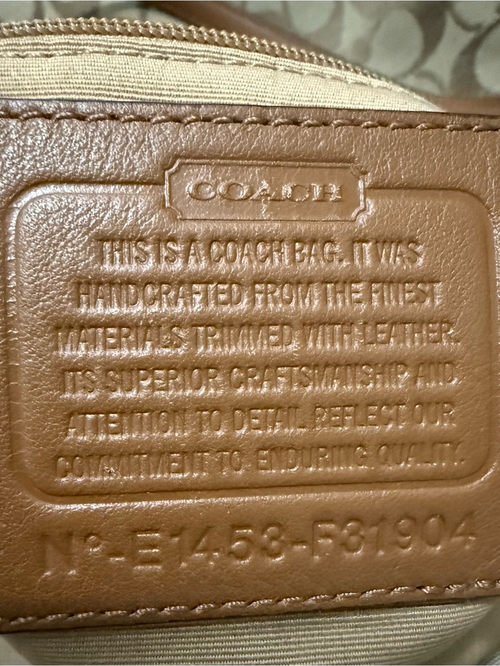 Coach Beige & Brown Signature Tote with Pink Center Panel - Picture 9 of 16